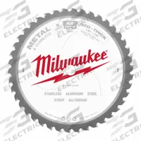MILWAUKEE Circular Saw Blade: 8 in Blade Dia., 42 Teeth, 0.07 in Cut Wd, 5/8 in Arbor Size, Carbide (MPN 48-40-4515). Key specifications — attr1116119: MILWAUKEE; attr1145631: Ferrous Metals.