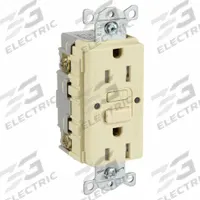 HUBBELL GFCI Receptacle: Duplex, 5-15, Ivory, GFCI, 125V AC, 15 A, 2 Pole / 3 Wire (MPN GFRTR15I)