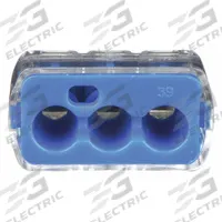 IDEAL Push-In Wire Connector: In-Sure™ Series, 3 Port, 14 AWG – 10 AWG Solid Wire Size Range, 30 A (MPN 30-1039J). Key specifications — Series: In-Sure™; Manufacturer Part Number: 30-1039J; Brand: IDEAL.