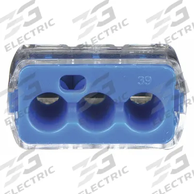 IDEAL Push-In Wire Connector: In-Sure Series, 3 Port, 14 AWG – 10 AWG Solid Wire Size Range - Push-In Connectors