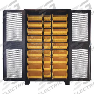 JAMCO Bin Cabinet: 48 in x 24 in 78 in, 0 Shelves, 27 Bins, Yellow, Ventilated - Ventilated Bin Cabinets