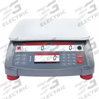 OHAUS Industrial Bench Scale: 11 7/8 in x 8 7/8 in, Not IP Rated, Integrated, Stainless Steel (MPN R41ME15). Key specifications — attr1341383: USB; attr1341384: 0.001 lb/0.5 g; attr1341400: OHAUS; attr1383935: Stainless Steel.