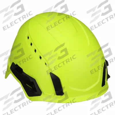 MSA Safety Helmet: Yellow, No Graphics, Ratchet (4-Point), Ratchet, ABS - Work-at-Height Vented Climbing Helmet (Type 2, Class C)