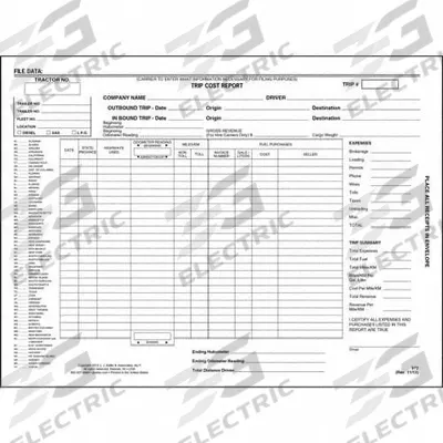 JJ KELLER Trip Cost Report Envelope: Carbonless, Trip Cost Report, 1-Ply - Trip Cost Report Envelopes