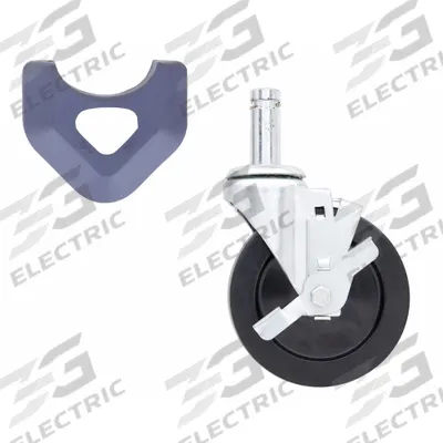 METRO Rubber Swivel/Brake Stem Caster: 5 in Caster Wheel Dia, Swivel with Brake - Casters for Metro Plastic Shelving