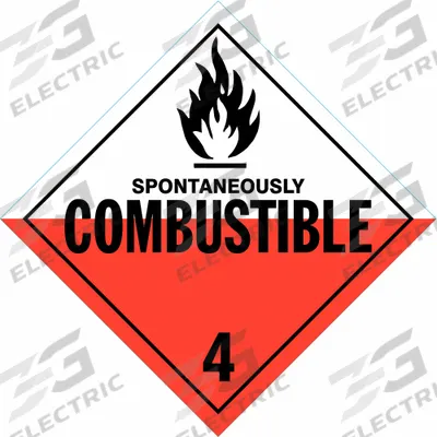 STRANCO Container Placard: Spontaneously Combustible, 10 3/4 in x 10 3/4 in, Placard - Class 4: Flammable Solids