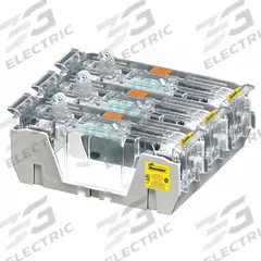 BUSSMANN Fuse Block: Open Block Design, 3 Pole, 250 V AC, Box Lug, Non-Indicating (MPN HM25600-3CR). Key specifications — attr233046: BUSSMANN.