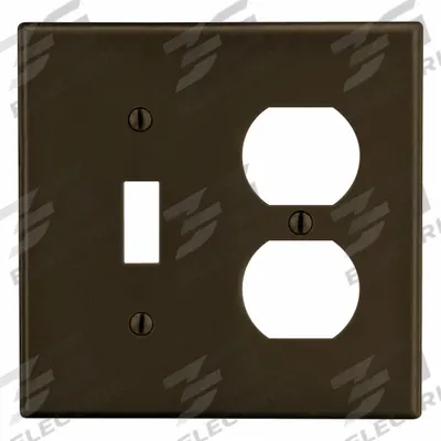 HUBBELL Wall Plate: Combo, 2 Gang, Brown - Combination Wall Plates
