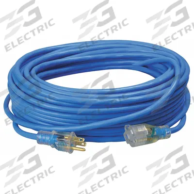 SOUTHWIRE Extension Cord: Outdoor Use, 100 ft Lg, Outlet, 5-15P, 14/3, SJTW, Blue - Outdoor Extension Cords with Single Outlet