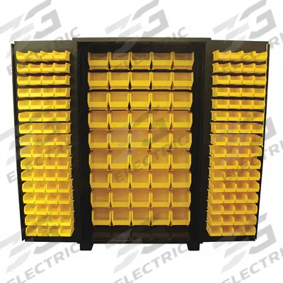 JAMCO Bin Cabinet: 48 in x 24 in 78 in, 0 Shelves, 173 Bins, Yellow, Flush, 14 ga Panel - Standard Bin Cabinets