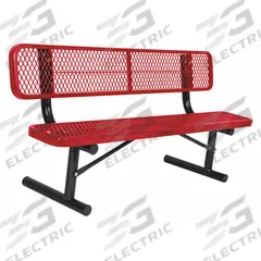 ULTRASITE Outdoor Bench: Extra Heavy-Duty, 72 in Overall Lg, 35 1/8 in Overall Ht, Red, Black, Steel (MPN 940P-V6-RED). Key specifications — Manufacturer Part Number: 940P-V6-RED; Brand: ULTRASITE; Frame Color: Black; Product Type: Outdoor Bench; Seat Color: Red; Series: Extra Heavy-Duty.