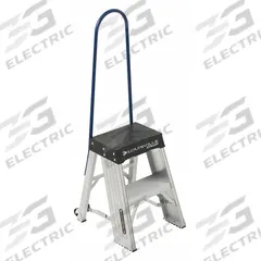 LOUISVILLE LADDER Step Stool: 2.3 ft Overall Ht, 375 lb Load Cap, 2 Steps, Aluminum, Unassembled (MPN AY8002-S55S56). Key specifications — Product Type: Step Stool; Stacking: Not Stackable; Brand: LOUISVILLE LADDER; Color: Silver; Feet Material: Rubber; Feet Type: Slip-Resistant; Folding: Foldable; Includes Handrails: Handrails Included.