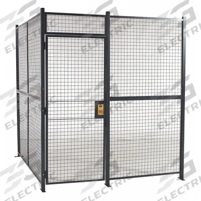 RAPIDWIRE Welded Partition Cage: 8 ft W x 10 ft D 8 ft H, Gray, 3 Sides - WireCrafters Welded-Wire