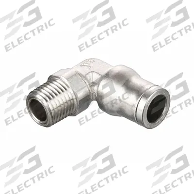 LEGRIS Push-Fit Elbow Fitting: 1/4 in OD Size, MNPT x Push-to-Connect, Brass - Nickel-Plated Brass Tube Fittings