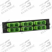 FIBERTRONICS Fiber Optic Adapter Plate: Single Mode, OS2, 12 Fiber Ports, SC, APC, Duplex, Green (MPN LGX-SCDX-6G). Key specifications — Brand: FIBERTRONICS; Connector Type: SC; Port Configuration: Duplex; Color: Green; Contact Type Finish: APC.