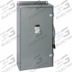 SQUARE D Safety Switch: Fusible, 400 A, Three Phase, 240V AC, Galvanized Steel, Indoor/Outdoor (MPN H325NAWK). Key specifications — Brand: SQUARE D.