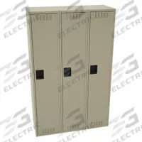 TENNSCO Wardrobe Locker: 45 in x 18 in x 78 in, Louvered, 1 Tiers, 3 Units Wide, Padlock Hasp, Tan (MPN STS-151872-CSD). Key specifications — Brand: TENNSCO; Locker Color: Tan; Door Type: Louvered; Locker Material: Steel; Assembled: Assembled; Number Plate Included: Yes.
