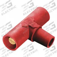 Paralleling Tee: Male-Male-Female, Red, 600V AC/600V DC, 400 A, Series 16 (MPN HBLPTR). Key specifications — Brand: HUBBELL; Gender Configuration: Male-Male-Female.