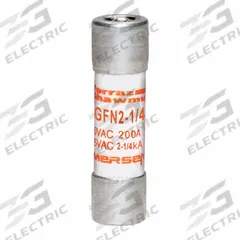 MERSEN Fuse: GFN Series, Midget, Time-Delay, 2.25 A, 250 V AC, 13/32 in x 1 1/2 in, Indicating (MPN GFN2-1/4). Key specifications — Series: GFN; Brand: MERSEN.