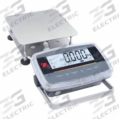 OHAUS Industrial Bench Scale: 9 3/4 in x 9 3/4 in, IP68/IP69K, Front-Mounted, Stainless Steel (MPN D61PW5K1S5). Key specifications — attr1341383: Infrared Communication Kit; attr1341384: 0.001 lb/0.5 g; attr1341400: OHAUS; attr1383935: Stainless Steel.