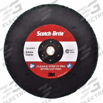 SCOTCH-BRITE Non-Woven Depressed Center Disc: 7 in x 5/8"-11, Aluminum Oxide, Extra Coarse - Coating-Removal Discs for All Metals