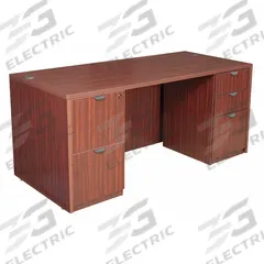 REGENCY Office Desk: Melamine, Mahogany, 2 Pedestals, 5 Drawers, 66 in Overall Wd, 29 in Overall Ht (MPN LDPF6630MH). Key specifications — Desktop Material: Melamine; Includes Modesty Panel: Yes; Kit Product Type: Rectangular Office Desk; Desktop Color: Mahogany; Brand: REGENCY; Frame Color: Mahogany; Frame Material: Melamine; Product Type: Rectangular Office Desk.