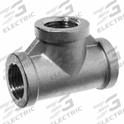 USA INDUSTRIALS Metal Pipe Tee: Tee, 1/4 in x 1/4 in x 1/4 in, Class 125 - Chrome-Plated Threaded Low-Pressure Pipe Fittings