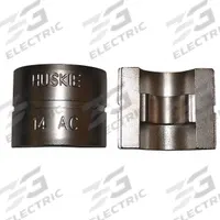 HUSKIE TOOLS Upper and Lower Crimping Die: 1/4 in Aluminum/Copper, 2 Sizes, 13D361/13D372, Wire Rope (MPN 14AC). Key specifications — attr511073: Copper and Aluminum Duplex Oval Sleeves; attr511072: Wire Rope; attr473934: HUSKIE TOOLS; attr511069: Blue; attr542116: 1/4 in Aluminum/Copper; attr511066: 13D372.