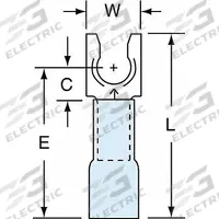 3M Fork Terminals: Blue, Heat Shrink, #10 Stud Size, 16 AWG – 14 AWG Wire Range, Locking Fork (MPN MH14-10FLK). Key specifications — Barrel Style: Strain Relief; Manufacturer Part Number: MH14-10FLK; Brand: 3M; Series: TH.