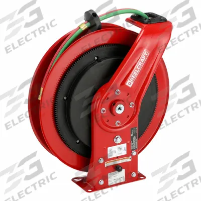 REELCRAFT Welding Hose Reel: 50 ft (1/4 in I.D.), 9/16 in F UNF, 200 psi Max Op Pressure - Controlled-Retraction Welding Spring-Return Hose Reels