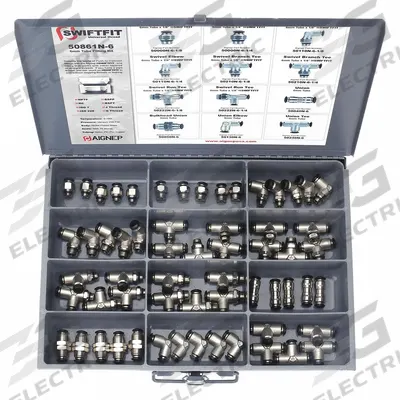 AIGNEP USA Tube Fitting Kit: Brass, 60 Pieces - Push-to-Connect Tube Fitting Kits