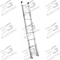 WERNER Straight Ladder: 8 ft Ladder Size, Aluminum, 300 lb Load Capacity, 15 lb Wt, 8 Rungs (MPN D1508-1). Key specifications — Color: Silver; Brand: WERNER; Included Features: Mar-Resistant End Caps; Shoe Type: Slip-Resistant.