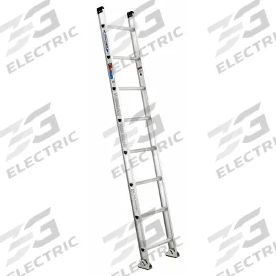 WERNER Straight Ladder: 8 ft Ladder Size, Aluminum, 300 lb Load Capacity, 15 lb Wt - Lightweight Aluminum Straight Ladders