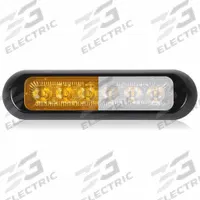 MAXXIMA Warning Light: Perimeter Flashing Warning Light, Amber, 1/2 in Overall Wd, LED, 12/24V DC (MPN M20389YWCL). Key specifications — Operating Voltage: 12/24V DC; Number of Flash Patterns: 28; Includes: Black Bezel; Electrical Connection: Wire Leads; Mount Type: Screw; Brand: MAXXIMA; Shape: Oval.