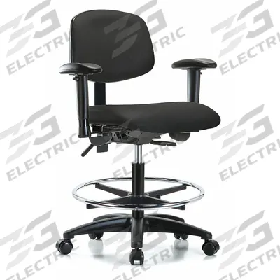 APPROVED VENDOR Cleanroom Chair: Vinyl, Arms Included, Ht Range 22 in to 29 in, 18 1/2 in Seat Wd - Vinyl Lab Chairs
