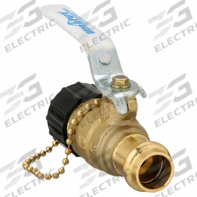 MILWAUKEE VALVE Manual Two-Way Ball Valve: 1/2 in Size, Brass, Straight, Press x Press - Bronze Ball Valves with Dust Cap & Chain
