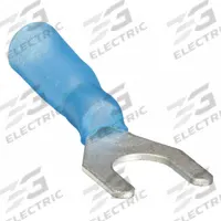 GRAINGER Fork Terminals: Blue, Heat Shrink, 1/4 in Stud Size, 16 AWG – 14 AWG Wire Range, Std Fork (MPN 5UGJ6). Key specifications — Manufacturer Part Number: 5UGJ6; Brand: GRAINGER.