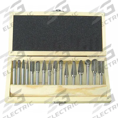WESTWARD Carbide Bur Set: 1/4" Shank, Single Cut, 1/4" to 1/2" Head Dia - Single-Cut Carbide Bur Sets