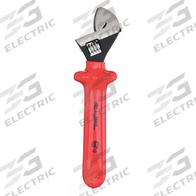 WIHA Adjustable Wrench: Insulated Rubber Dipped, Natural, 8 in Overall Lg - Insulated Adjustable Wrenches