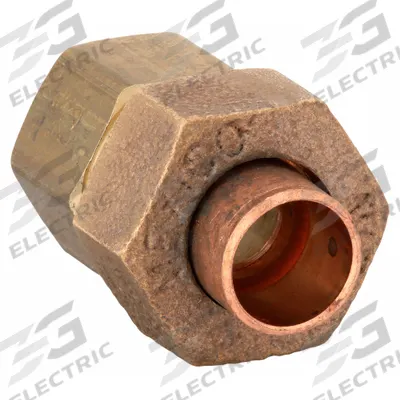 NIBCO Sweat Fitting Union: 1/4 in CTS x 1/4 in Pipe, Cup x FNPT, Cast Copper (MPN 7333-LF 1/4) - Low-Lead Cast Copper & Bronze Tube Fittings