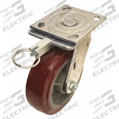 APPROVED VENDOR Plate Caster: Swivel, Directional Lock, Iron, 6 in Wheel Dia., 2 in Wheel Wd, Slot (MPN P21S-URP060R-14-DL). Key specifications — Brand: APPROVED VENDOR; Wheel/Tread Color: Red; Roll Up: Swivel with Directional Lock.