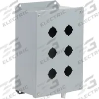 SCHNEIDER ELECTRIC Control Station Enclosure: 30mm, 6 Holes, Carbon Steel, NEMA 13/3 (MPN 9001KYAF6). Key specifications — attr211299: SCHNEIDER; attr1043605: Oil-Tight and Dust-Tight.