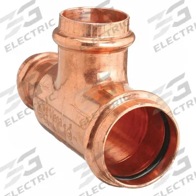 VIEGA PROPRESS Crimp Tee Fitting: Tee, 1 1/4 in CTS x 1 in CTS x 1/2 in CTS size - Plumbing Copper & Bronze Press Tube Fittings