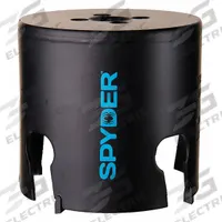 SPYDER Hole Saw: 3 1/2 in Saw Dia., 1 Teeth per Inch, 2 in Max. Cutting Dp, 1/2"-18 Thread Size (MPN 600038CF). Key specifications — attr1098070: 1; attr1098087: SPYDER; attr1098073: 1/2"-18.