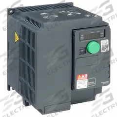 SCHNEIDER Variable Frequency Drive: In Phase Three, Out Phase Three, 5 hp, IP20, No Bypass, Compact (MPN ATV320U40M3C). Key specifications — Style: Compact; Color: Black/Blue/Gray; Output Phase: Three.