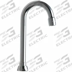 CHICAGO FAUCETS Spout: Spout, Arc, Swivel Spout, Brass, Polished Chrome, 2.2 gpm Flow Rate, Aerated (MPN GN1AE3JKABCP). Key specifications — Includes: Mounting Hardware; Product Type: Spout; Spout Style: Swivel; Body Material: Brass; Color/Finish: Polished Chrome; Brand: CHICAGO FAUCETS.