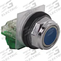SCHNEIDER Flush Push Button Operator: Non-Illuminated, Flush Profile, Metallic, 30 mm, 1NO (MPN 9001KR1LH5). Key specifications — Brand: SCHNEIDER; Action: Momentary; Series: 9001K; Push Button Material Type: Metallic.