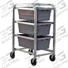 QUANTUM STORAGE SYSTEMS Tub Cart: 600 lb, 3 Bins/Tubs, Gray, 27 in L x 19 in W x 41 in H, Gray (MPN TR3-2516-8GY). Key specifications — Color: Gray; Caster/Wheel Configuration: (4) Swivel; Bin Color: Gray; Brand: QUANTUM STORAGE SYSTEMS.
