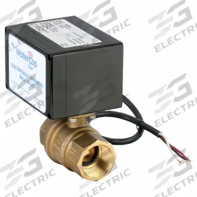 WATERCOP Electrically Actuated Two-Way Ball Valve: 1 1/4 in, Brass, 120V AC, FNPT x FNPT - Brass Electrically-Actuated Ball Valves