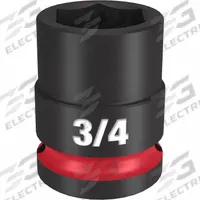 MILWAUKEE Standard Impact Socket: 1/2 in Drive Size, SAE, 3/4 in Socket Size, 6-Point, Std, Friction (MPN 49-66-6206). Key specifications — attr1215501: MILWAUKEE; attr1215515: Black Phosphate; attr1215518: 3/4 in.